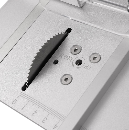 CNCEST Tischkreissäge Mini Tischsäge Präzise DIY Holzbearbeitung Präzise Sieben-Gang Einstellbares Netzteil
