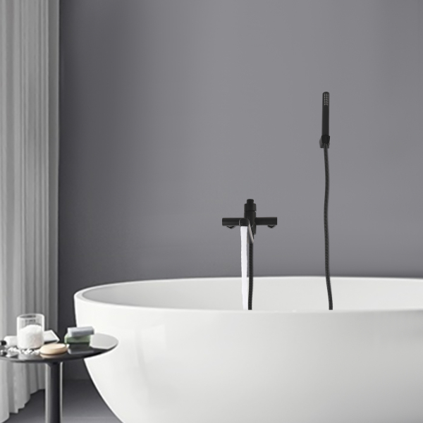 Badewannenarmatur mit Handbrause Einhebel-Badewannenarmatur Schwarz Badewannenarmatur mit 1,5 m Brauseschlauch