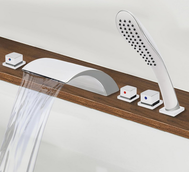 Badewannenarmatur Wasserfall Mit Handbrause, 3 Unabhängige Tasten