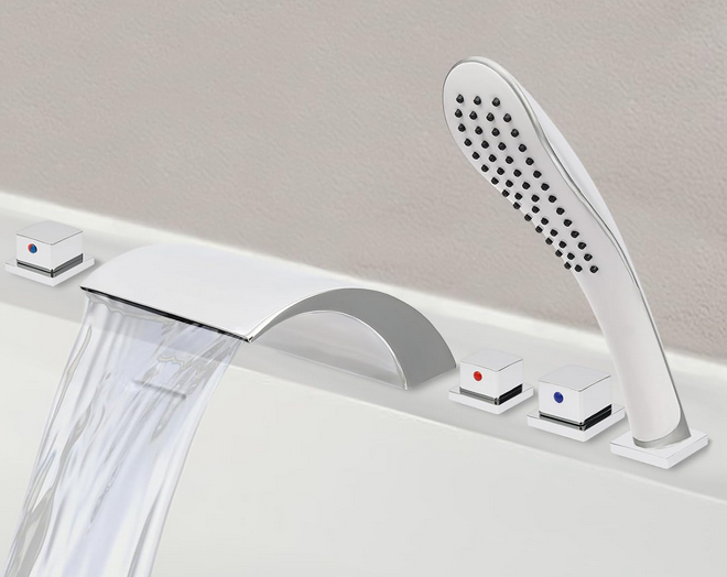Badewannenarmatur Wasserfall Mit Handbrause, 3 Unabhängige Tasten