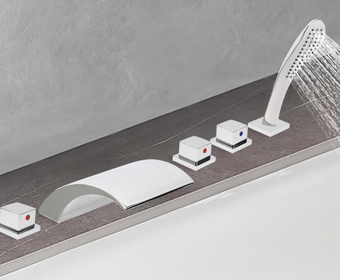 Badewannenarmatur Wasserfall Mit Handbrause, 3 Unabhängige Tasten