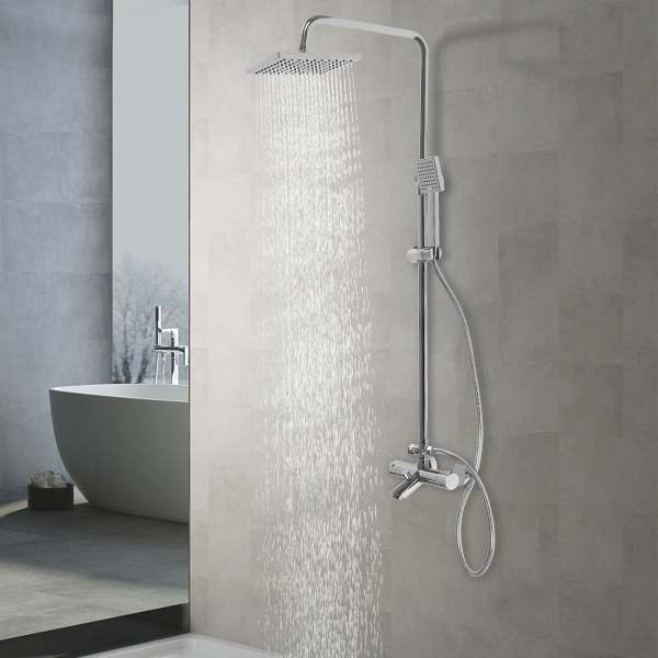 Duschsystem mit Thermostat, 304 Edelstahl Regen Dusche Dusche Armatur Set Bad Wasserhahn Thermostat Kupfer für Badezimmer