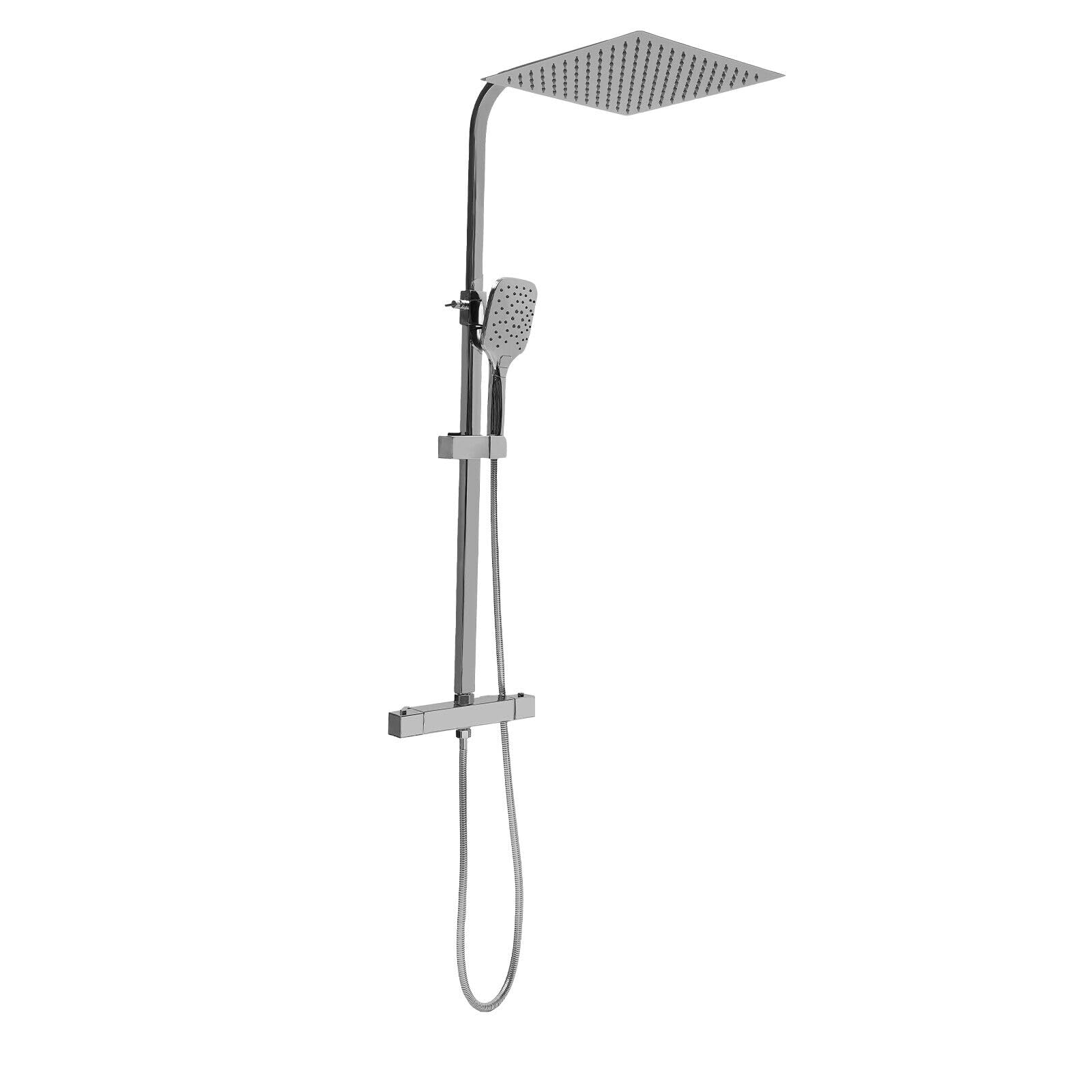 Schwarzes Duschsystem Mit Thermostat – Regendusche & Handbrause, Deckenmontage, 8 Zoll