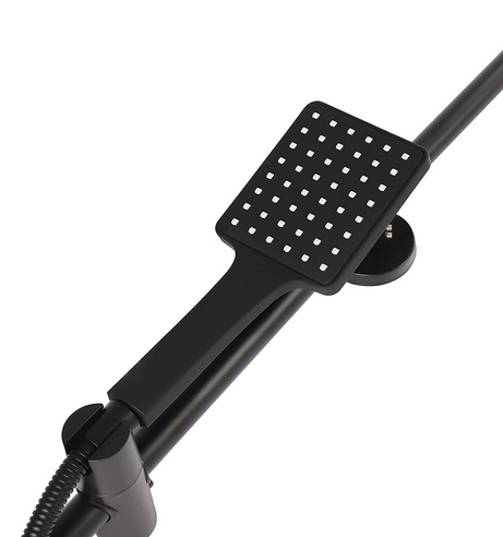 Duschsystem Schwarze Duschset Regenbrause und Handbrause, Höheverstellbare Duschsäulenset Messing