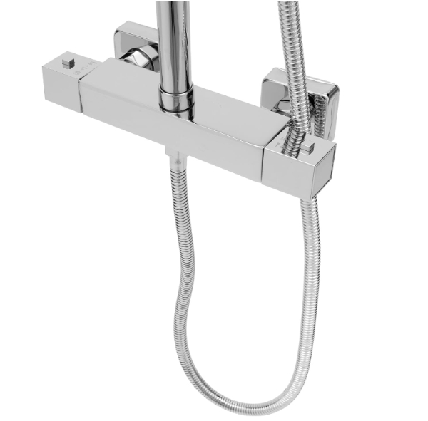 Duschsystem mit Thermostat Quadratische Duschset Wandmontage Regenfall Duschkopf Badezimmer