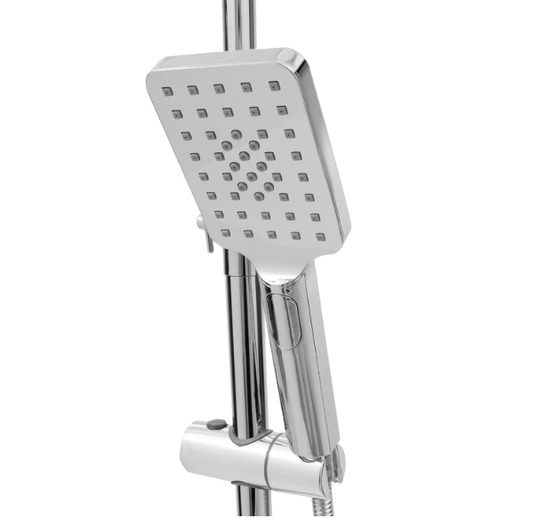 Duschsystem mit Thermostat Quadratische Duschset Wandmontage Regenfall Duschkopf Badezimmer