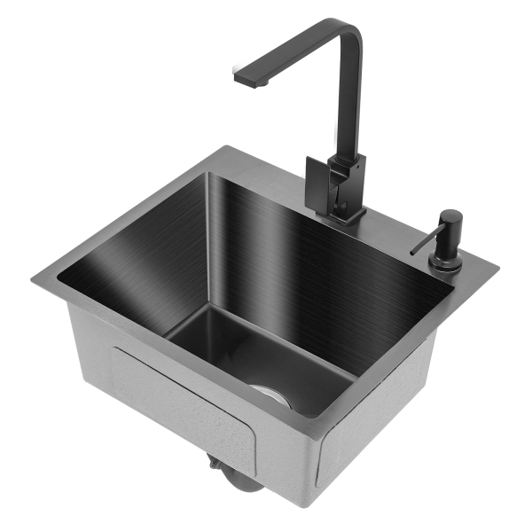 Spülbecken mit Armatur Edelstahl Spüle Einzelbecken 40x45 cm Einbauspüle Waschbecken