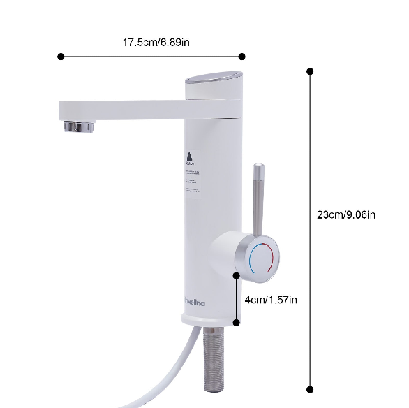 Badezimmerhahn mit integriertem tanklosem Warmwasserbereiter, 3200 W Temperaturanzeige elektrischer mit tanklosem  120° schwenkbar