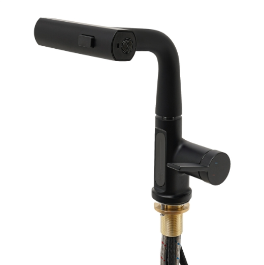 Küchenarmatur mit LED-Temperaturanzeige, Küchenarmatur mit ausziehbarem Schlauch, drehbarer Wasserhahn