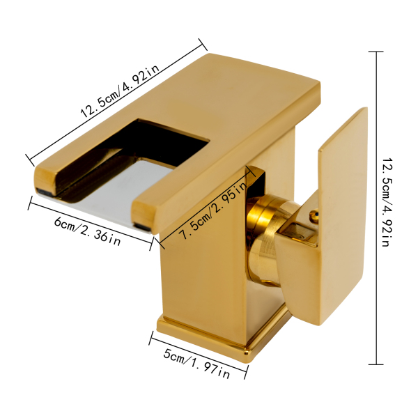 LED-Badewannenarmatur, 3-Farben-LED-Lichtarmatur, Wasserfall-Armatur, Intelligente Sicherheit, 0-80℃, 12,5*12,5*6 cm, Gold LED-Badewannenarmatur, 3-Farben-LED-Lichtarmatur, Wasserfall-Armatur, Intelligente Sicherheit, 0-80℃, 12,5*12,5*6 cm, Gold
