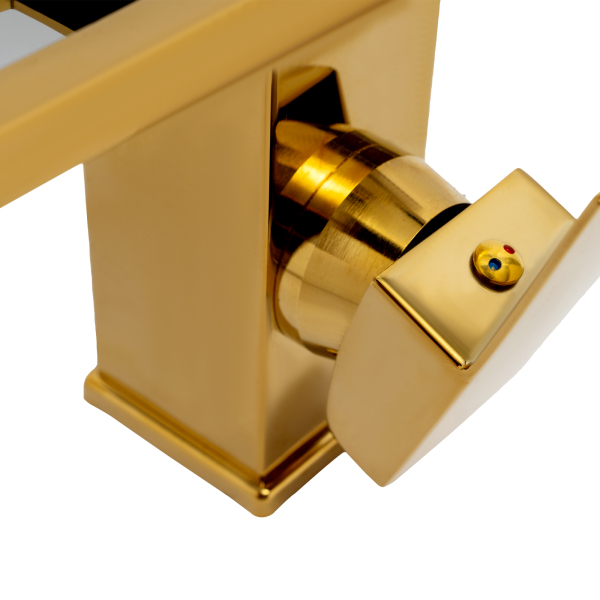 LED-Badewannenarmatur, 3-Farben-LED-Lichtarmatur, Wasserfall-Armatur, Intelligente Sicherheit, 0-80℃, 12,5*12,5*6 cm, Gold