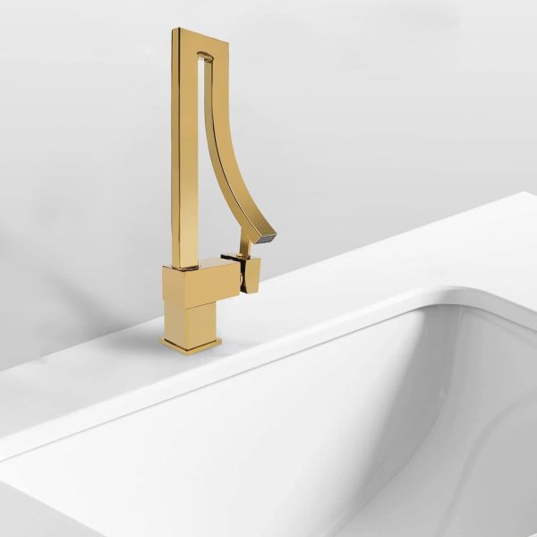 Badezimmer Einhebelmischer 360° schwenkbarer Wasserhahn Kalt- und Warmwasser Messingarmatur Keramikventil Gold