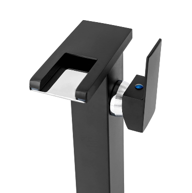 Wasserhahn Waschbecken 3 Farbe Led Licht Wasserfall Einhebelmischer Badarmatur Mischbatterie für Badezimmer matt Schwarz
