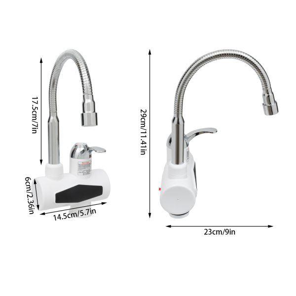 Elektrischer Wasserhahn 220v, Küchenarmatur aus Edelstahl mit LED-Temperaturanzeige, Heizung 3KW