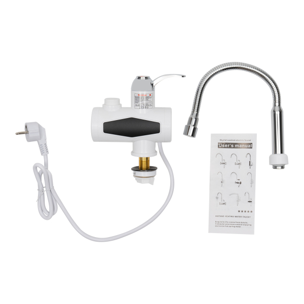 Elektrischer Wasserhahn 220v, Küchenarmatur aus Edelstahl mit LED-Temperaturanzeige, Heizung 3KW