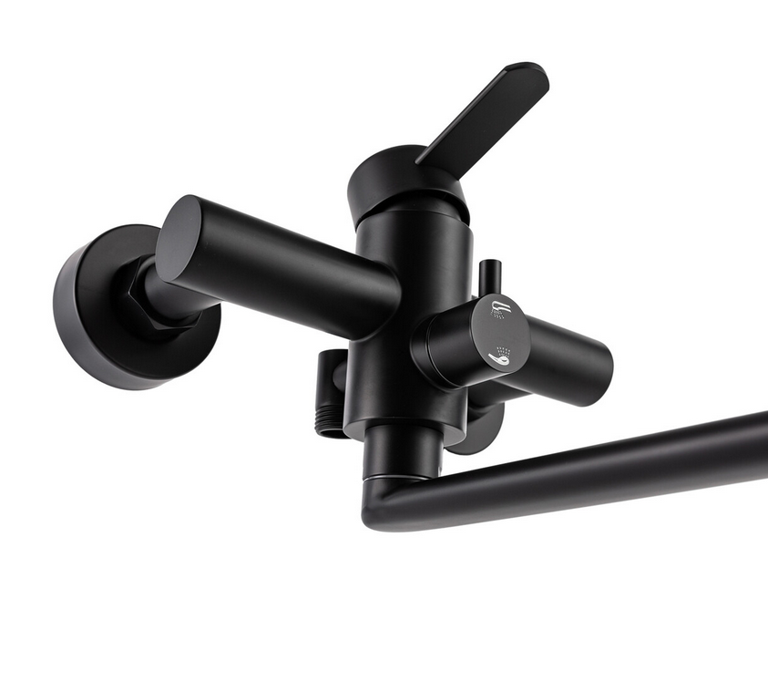 Küchenarmatur Wandmontage Wandmischbatterie mit Spritzpistole und 3 Wasserstrahlarten Küchenarmatur Spültischmischbatterie