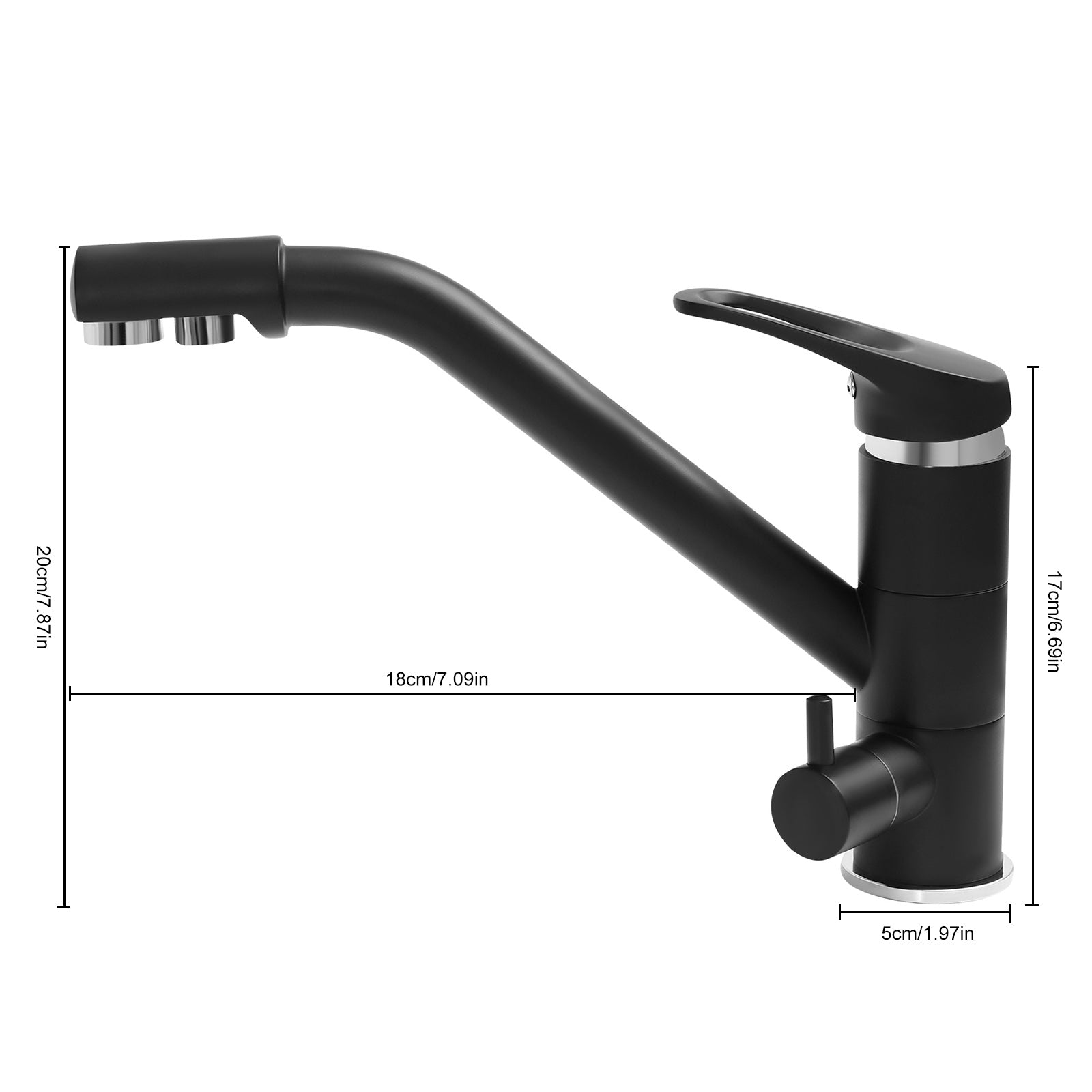 3-in-1 Wasserhahn Schwarz – Küchenarmatur Mit Trinkwasseranschluss, 360° Drehbar, Für Einzel- & Doppelloch