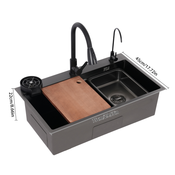 Küchenspüle, Spüle mit Wasserhahn, Multifunktions-Spülen-Set – Schwarz für Küchen, Restaurants, Cafés, Bars Küchenspüle, Spüle mit Wasserhahn, Multifunktions-Spülen-Set – Schwarz für Küchen, Restaurants, Cafés, Bars