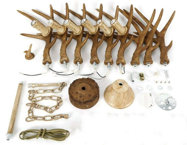 Vintage Geweih Harz Style 6 Licht Kronleuchter Deckenleuchte Retro Leuchter Weinlese Deckenbeleuchtung