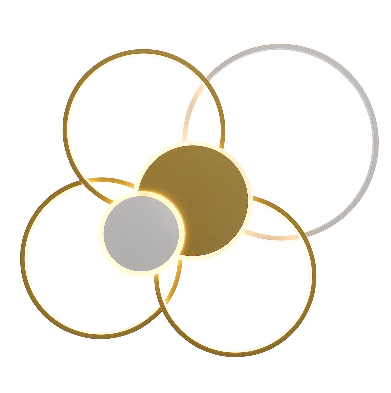 Moderne LED Deckenleuchte 65W dimmbare LED Deckenleuchte mit Fernbedienung 6 Ringe Unterputz Deckenleuchte Gold Deckenleuchter