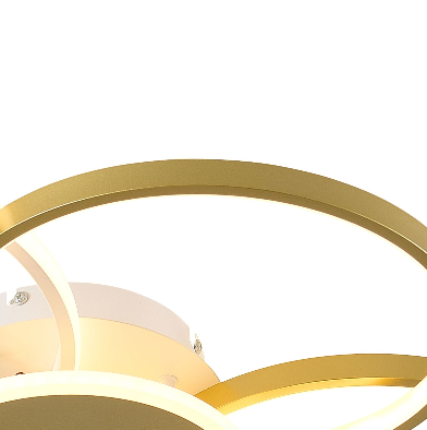 Moderne LED Deckenleuchte 65W dimmbare LED Deckenleuchte mit Fernbedienung 6 Ringe Unterputz Deckenleuchte Gold Deckenleuchter