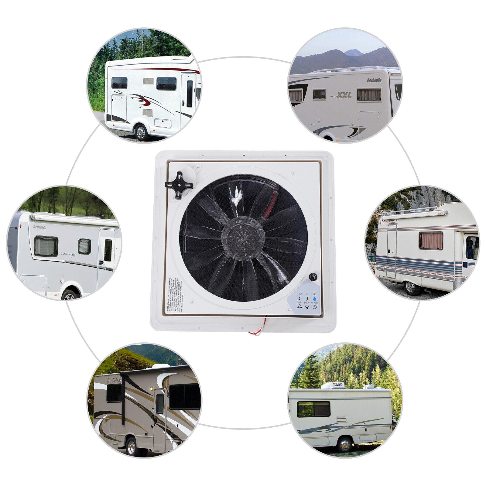 14'' Caravan Zubehör Wohnmobile Vents 12V Fan Camper RV Dach Auspuff Fan 220V EU