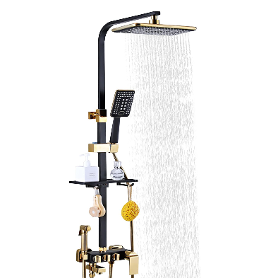 Duschsystem , Edelstahl Regendusche Duschset Duschgarnitur mit Ablage, Duschkopf