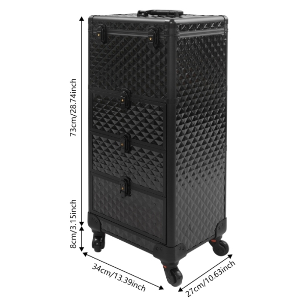 Aufbewahrungsbox für Maskenbildner mit Schublade, Make-up-Rollerbox - Black Water Cube Aufbewahrungsbox für Maskenbildner mit Schublade, Make-up-Rollerbox - Black Water Cube