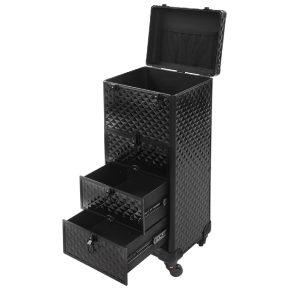 Aufbewahrungsbox für Maskenbildner mit Schublade, Make-up-Rollerbox - Black Water Cube Aufbewahrungsbox für Maskenbildner mit Schublade, Make-up-Rollerbox - Black Water Cube