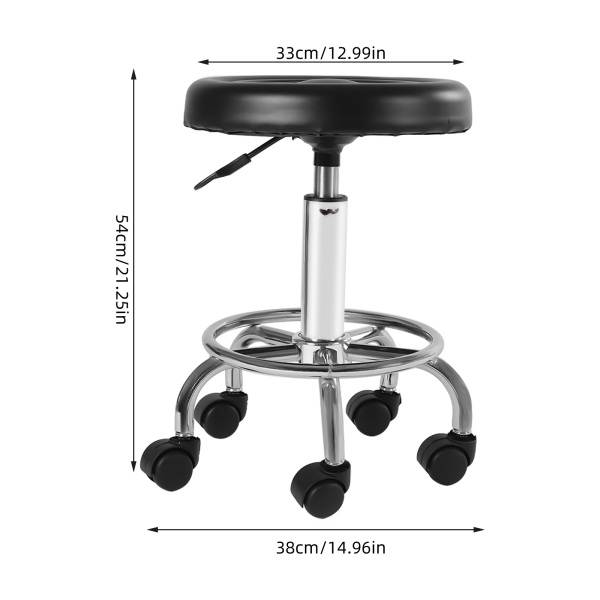 Drehhocker mit Rollen, höhenverstellbar von 44 cm bis 57 cm, Arbeitshocker für Friseure, Beauty, Studio, Bar, Zahnarzt