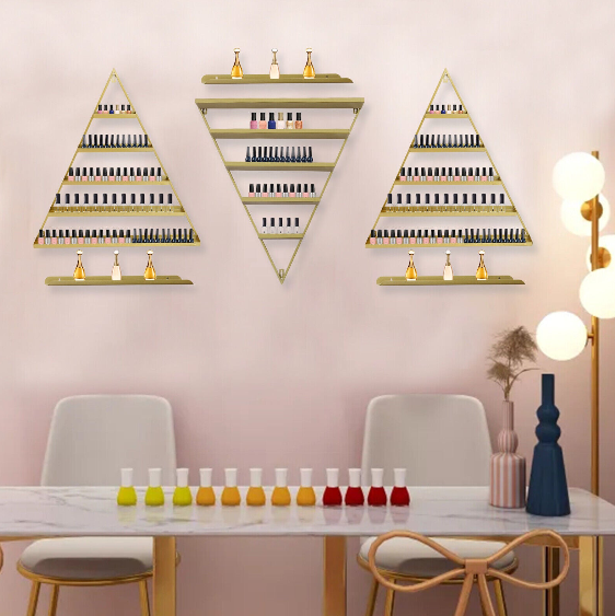 6-set Golden Eisen Display Racks Wandmontierte 5-Tier Nagellack Display Regale