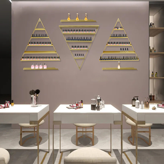 6-set Golden Eisen Display Racks Wandmontierte 5-Tier Nagellack Display Regale