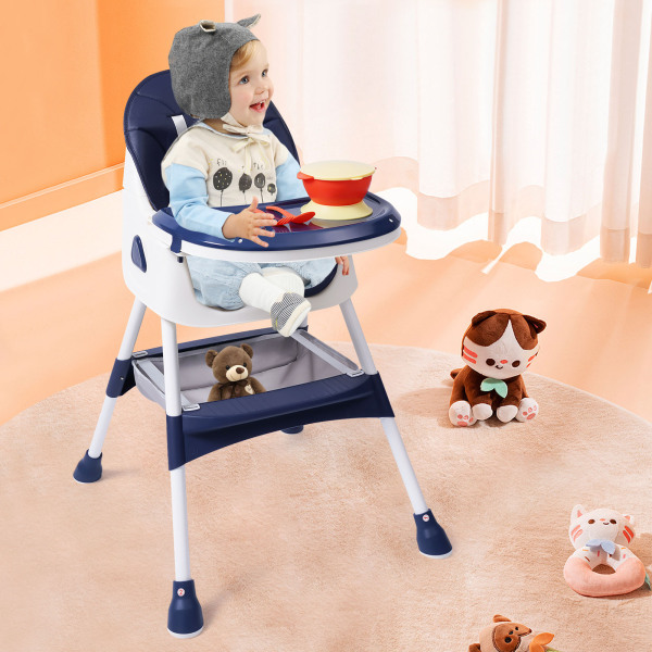Baby Hochstuhl, 2 in 1 Hochstuhl für Babys und Kleinkinder mit Fußstütze, Geeignetes Alter: 6 Monate-6 Jahre, 78*60*94cm