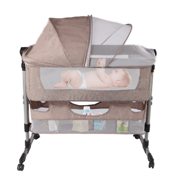 CNCEST Multifunktions Kinderbett Babybett Beistell und Laufstall Klappbar Mit Matratze Und Moskitonetz