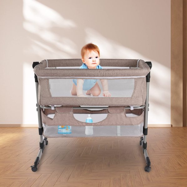 CNCEST Multifunktions Kinderbett Babybett Beistell und Laufstall Klappbar Mit Matratze Und Moskitonetz