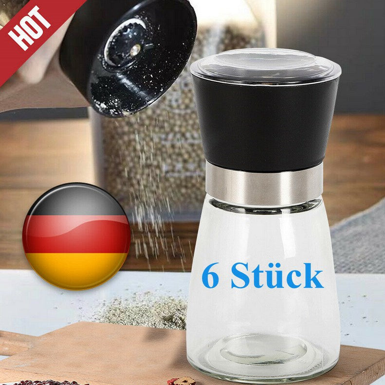 Salz und Pfeffermühle 6er Set Gewürzmühle Manuell Küche Salzmühle