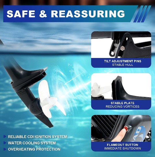 CNCEST 2-Takt 3.5 PS 2.5 kW Außenborder Motor Pinnenwelle Segelboot Motor Wasserkühlsystem