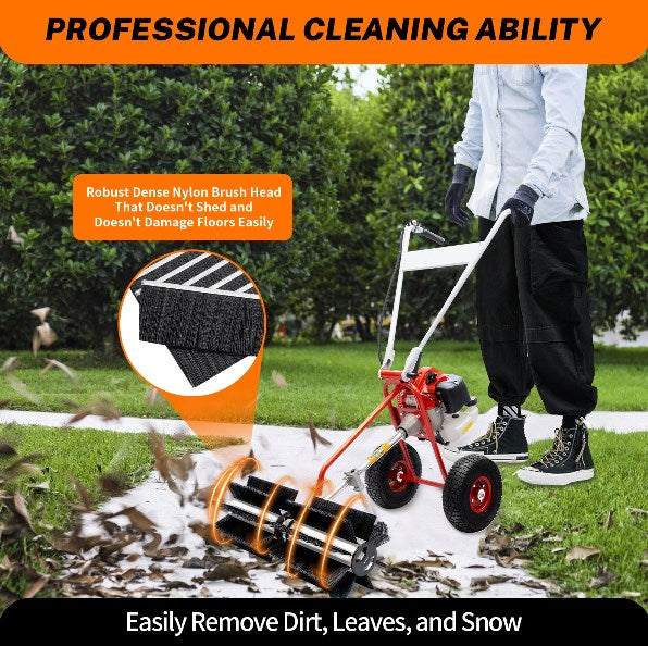 Benzin Kehrmaschine Motorbesen Kehrbesen Schneeschieber Kehrgerät Motor  43CC/ 2 Takt/ 1.7 PS/ 1.25KW