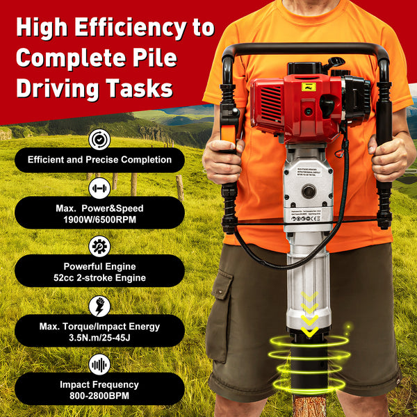 2-Takt Benzin Pfahlramme 2.3PS T Pfostenramme Zaunpfahlramme Handramme Zaun 52CC