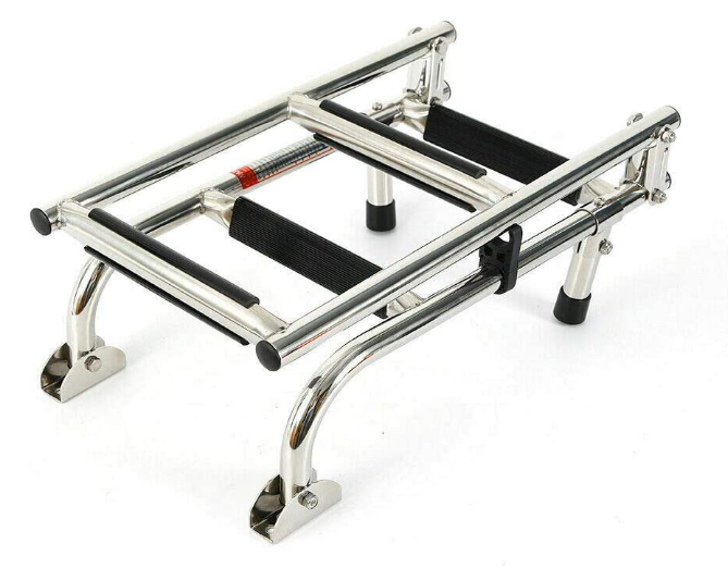 2+2 Stufen Faltbare Edelstahl-Leiter abnehmbare Leiter für Innenbord-Schwimmplattform