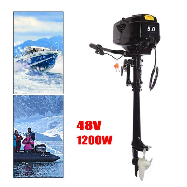 1200W 48V Outboard Motor Außenborder Motor Benzinmotor Bootsmotor, Schalldämpfer, Omni Direktionaler Drehjoystick