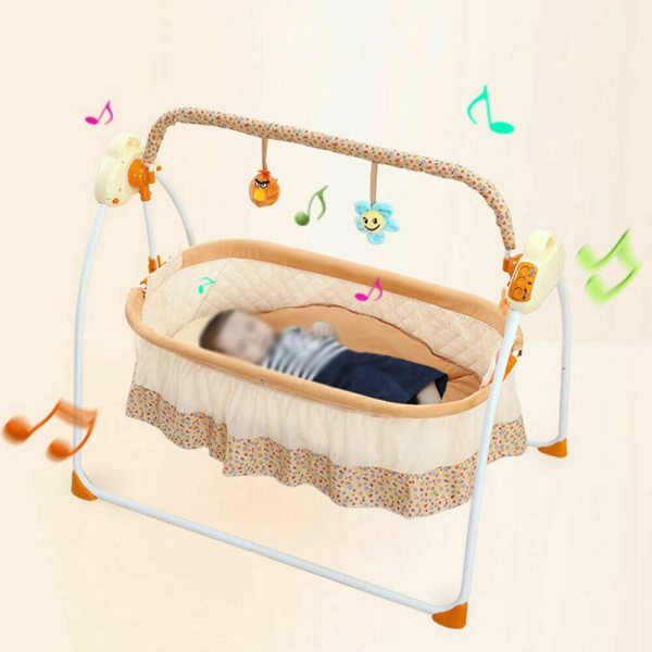 Elektrische Babyschaukel 3 Farbe Automatische Babywippe Babybett Babywiege mit Musik und Moskitonetze