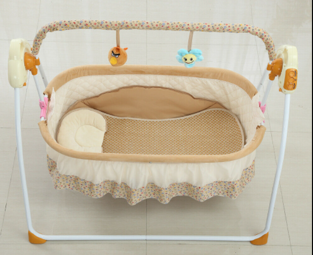 Elektrische Babywippe mit Fernbedienung+Moskitonetz+Musik+3-Gang-Swing