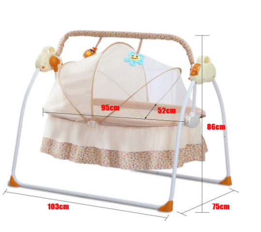 Elektrische Babywippe mit Fernbedienung+Moskitonetz+Musik+3-Gang-Swing