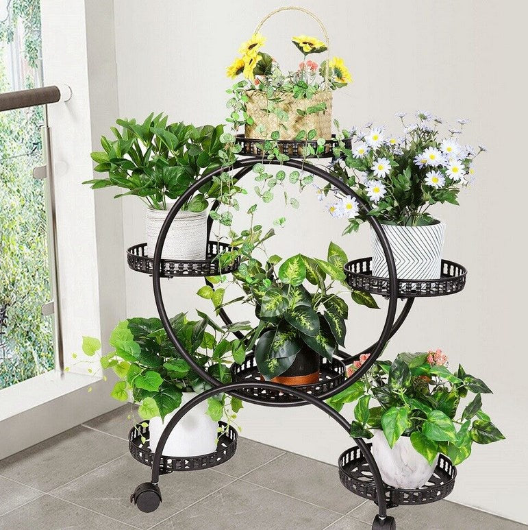 CNCEST Pflanzenständer Blumentopf Regal Runder Pflanzenregale Stehregal Blumenständer Metall