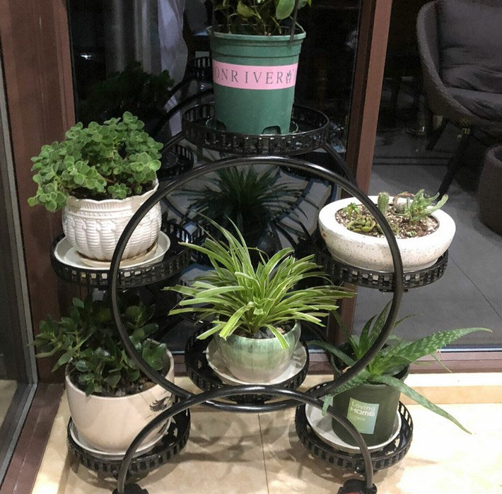 CNCEST Pflanzenständer Blumentopf Regal Runder Pflanzenregale Stehregal Blumenständer Metall