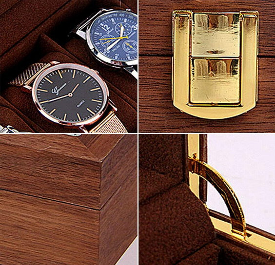 6/10/12 Uhrenbox Gitter aus Holz und Samtstoff Vintage Uhrenschatulle Uhrenbox Display Organizer Schmucketui Geschenke Uhrenschachtel