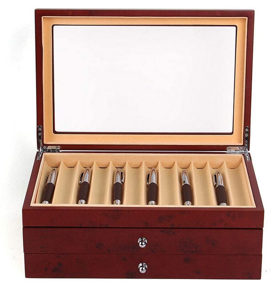 34 Steckstift Vitrine Holzstift Aufbewahrungsbox Füllfederhalter 3-Schicht-Stift Sammler