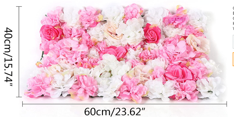 20 Stück 60x40cm künstliche DIY Blumenwandpaneele Dekor Rose Blumenpaneele für Hintergrund Hochzeit