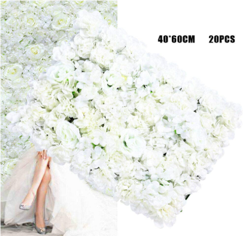 20 Pcs 40*60cm Künstliche Blumenwand Kunstblumen Panel Weiß Hochzeit Hintergrund DIY Blumen